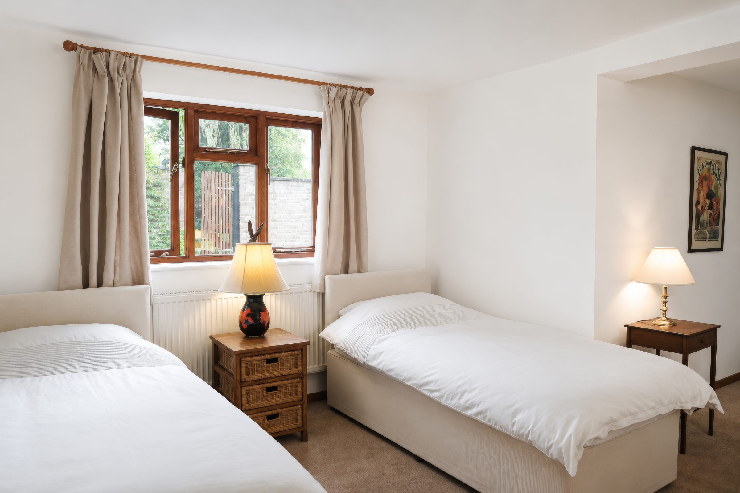 Twin bedroom with two single beds at the Far Heath accommodation