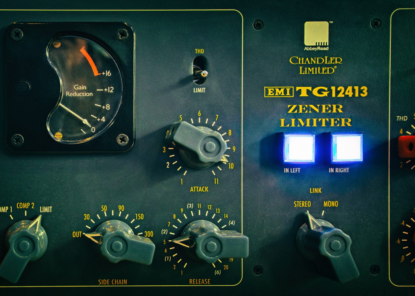 Close up of a vintage Chandler Limited EMI TG12413 zener limiter
